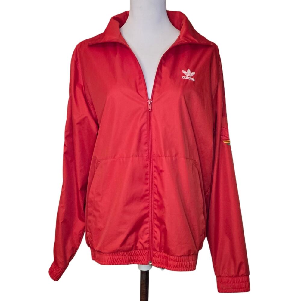 Adidas Originals 3D Trefoil 3 Stripes Track Jacket Zip Up Red Windbreaker Small